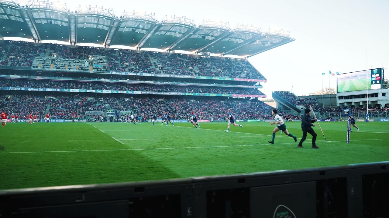 Wide of a packed Croke Park under lights on matchday